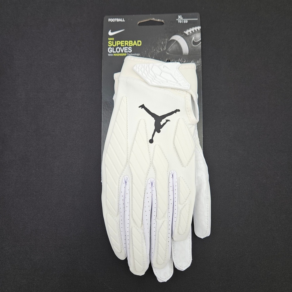 Nike Jordan Superbad 5.0 Football Gloves Size XL Magnigrip Technology White